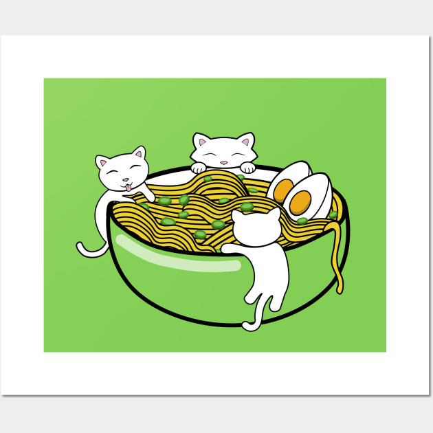 Tasty ramen noodle soup in a green bowl Wall Art by Purrfect